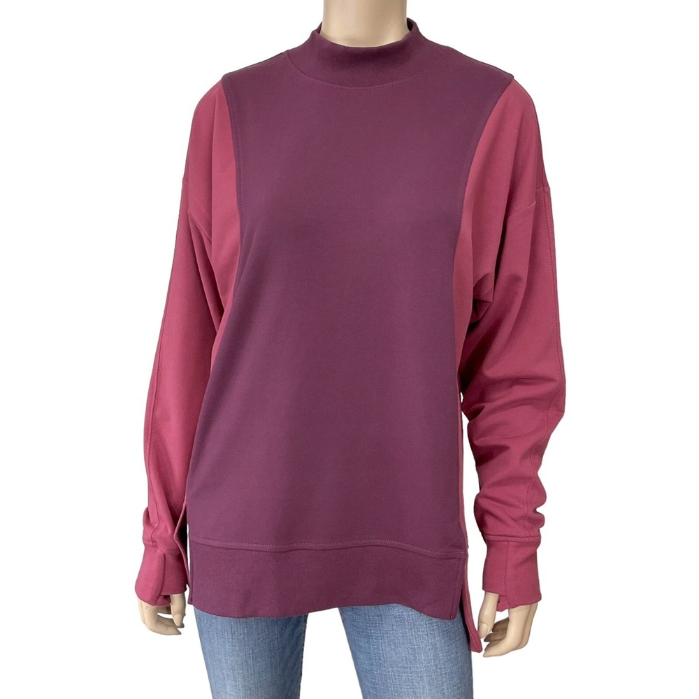 Athleta Sweatshirt Women Medium Purple Long Sleeve Mock Neck Athleisure NWOT